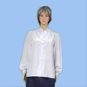 PANT-HER Vintage Long Sleeve Button Down Blouse ~ Light Blue